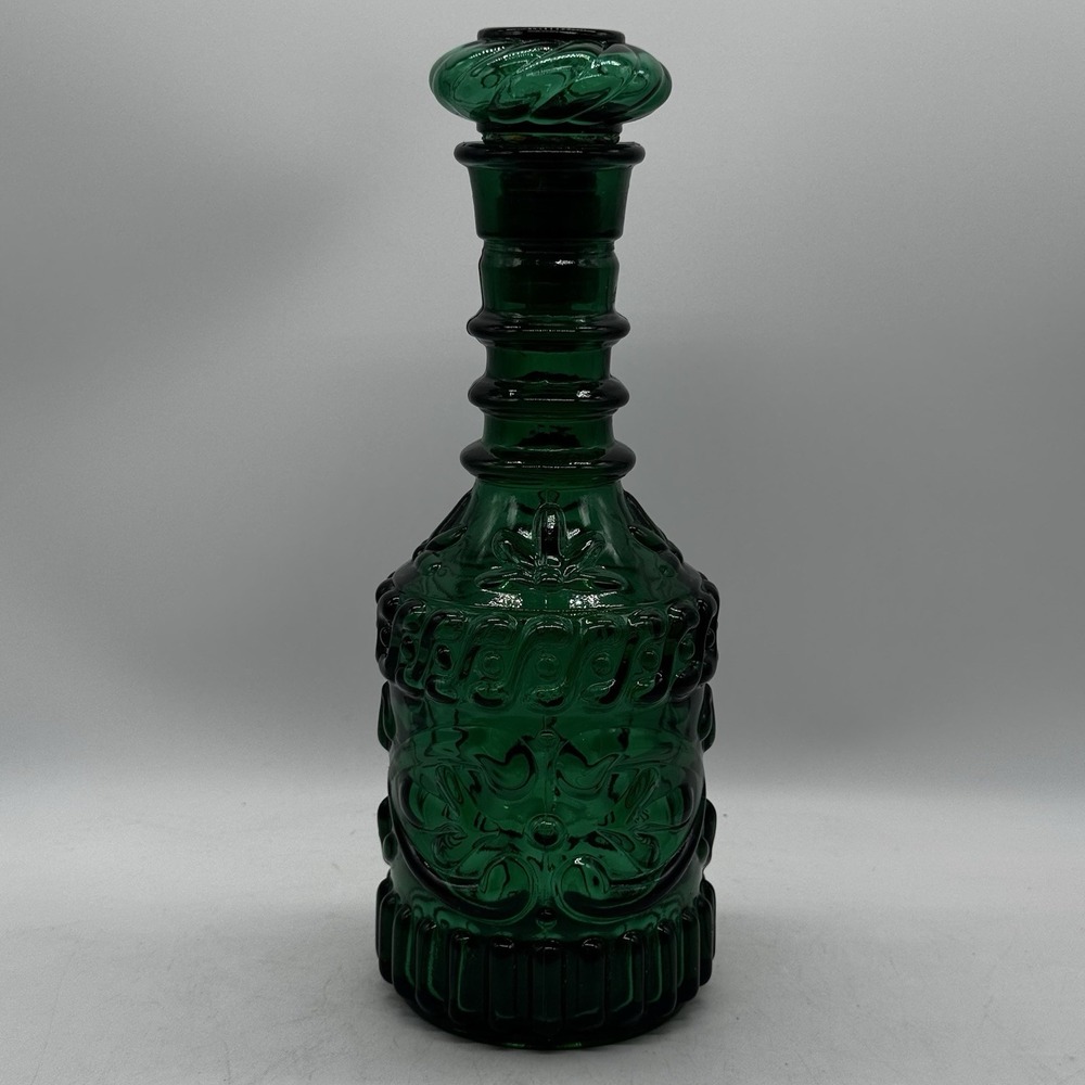 Jim Beam Glass Decanter Cork Stopper 1968 KY DRB 230 Emerald Green 119 5 68 Vtg